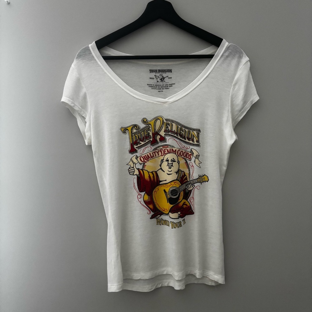 VINTAGE True Religion White Graphic Women's Top